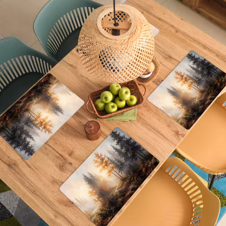 Bospad - Herfstbladeren - Natuur - Schilderachtig - Oranje Placemat vinyl groot -zzsfeer5_Kitchenyeah-website