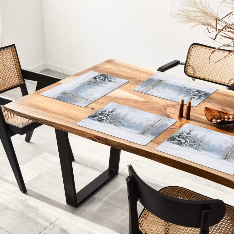 Bospad - Dennen - Sneeuw - Winter - Rustgevend Placemat vinyl groot -zzsfeer4_Kitchenyeah-website