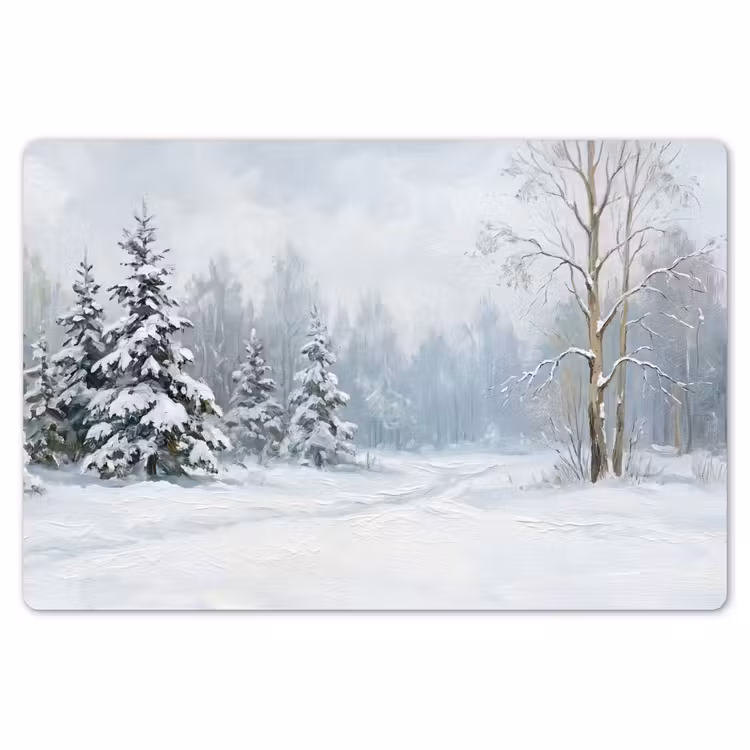 Bospad - Dennen - Sneeuw - Winter - Rustgevend Placemat vinyl groot -zzsfeer1_Kitchenyeah-website