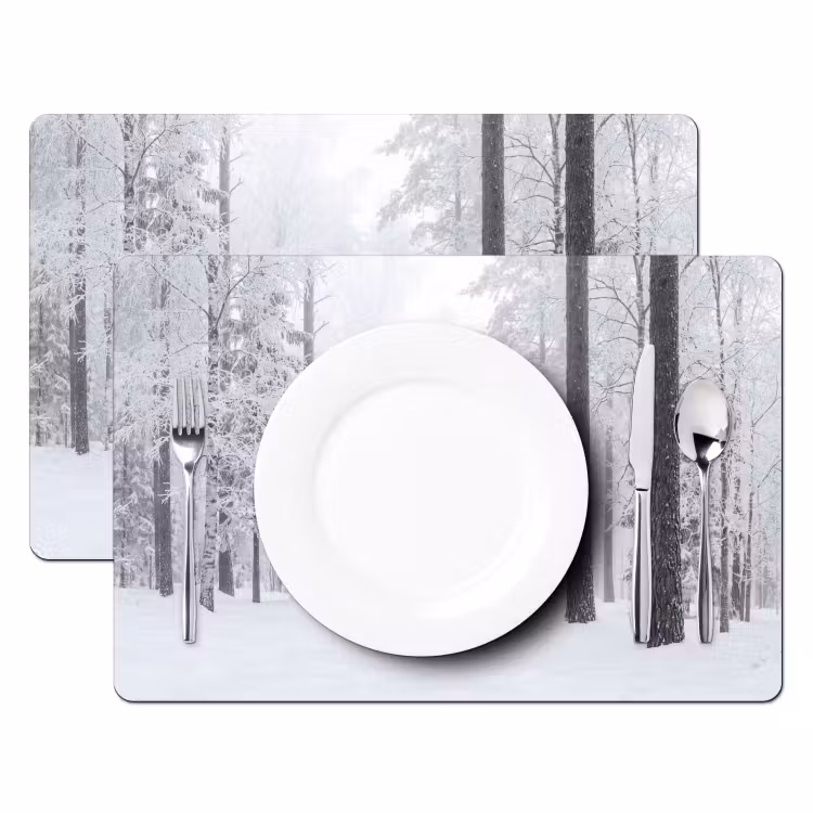 Bos - Sneeuw - Pad - Winter - Stilte Placemat vinyl groot -zzsfeer2_Kitchenyeah-website
