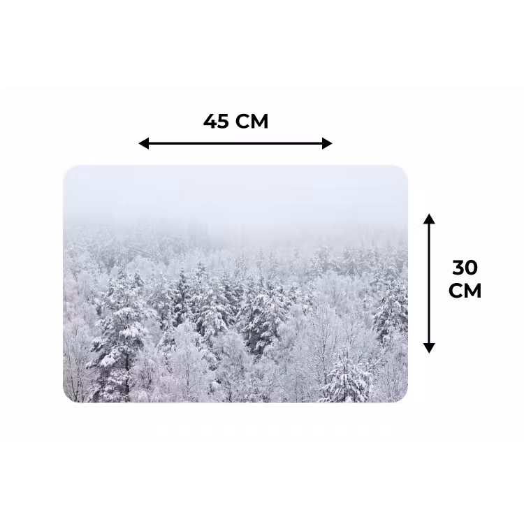 Bos - Sneeuw - Winter - Natuur - Wit Placemat vinyl groot -specs