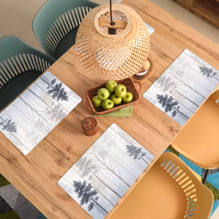 Bos - Bomen - Mist - Natuur - Illustratie - Grijs Placemat vinyl groot -zzsfeer5_Kitchenyeah-website