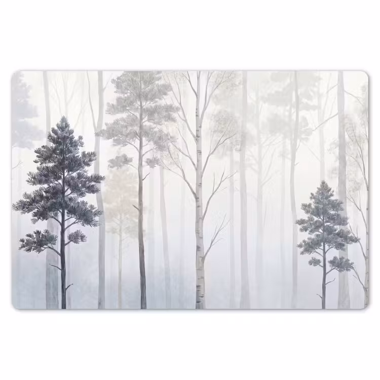 Bos - Bomen - Mist - Natuur - Illustratie - Grijs Placemat vinyl groot -zzsfeer1_Kitchenyeah-website
