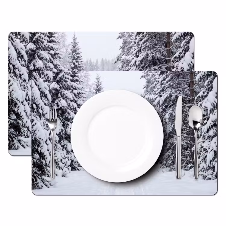 Bos - Winter - Sneeuw - Pad - Natuur Placemat vinyl groot -zzsfeer2_Kitchenyeah-website