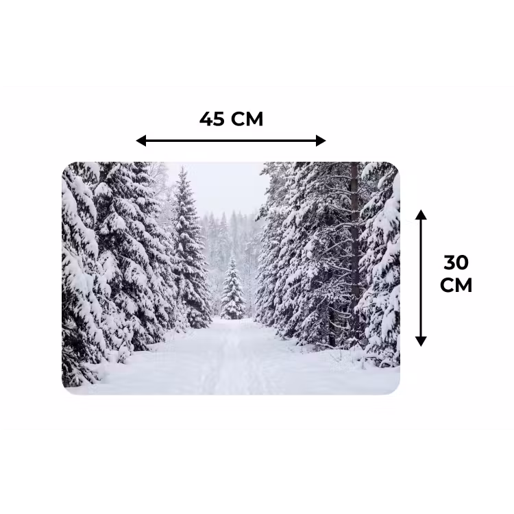 Bos - Winter - Sneeuw - Pad - Natuur Placemat vinyl groot -specs