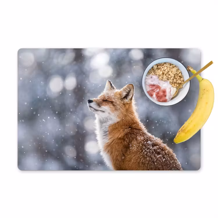 Vos - Sneeuwval - Portret - Winter - Sfeervol Placemat vinyl groot -zzzproduct_Kitchenyeah-website