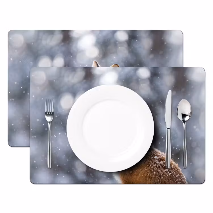 Vos - Sneeuwval - Portret - Winter - Sfeervol Placemat vinyl groot -zzsfeer2_Kitchenyeah-website
