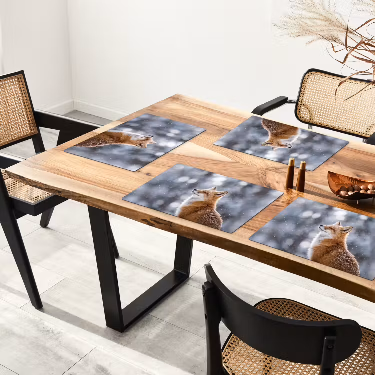 Vos - Sneeuwval - Portret - Winter - Sfeervol Placemat vinyl groot -zzsfeer4_Kitchenyeah-website