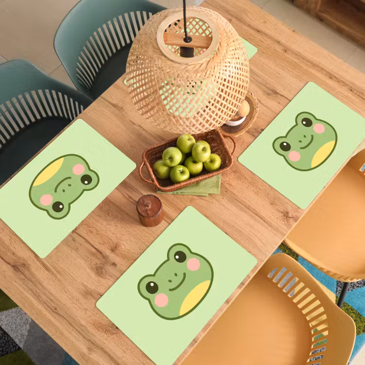 Kikker - Groen - Vriendelijkheid Placemat vinyl groot -zzsfeer5_Kitchenyeah-website