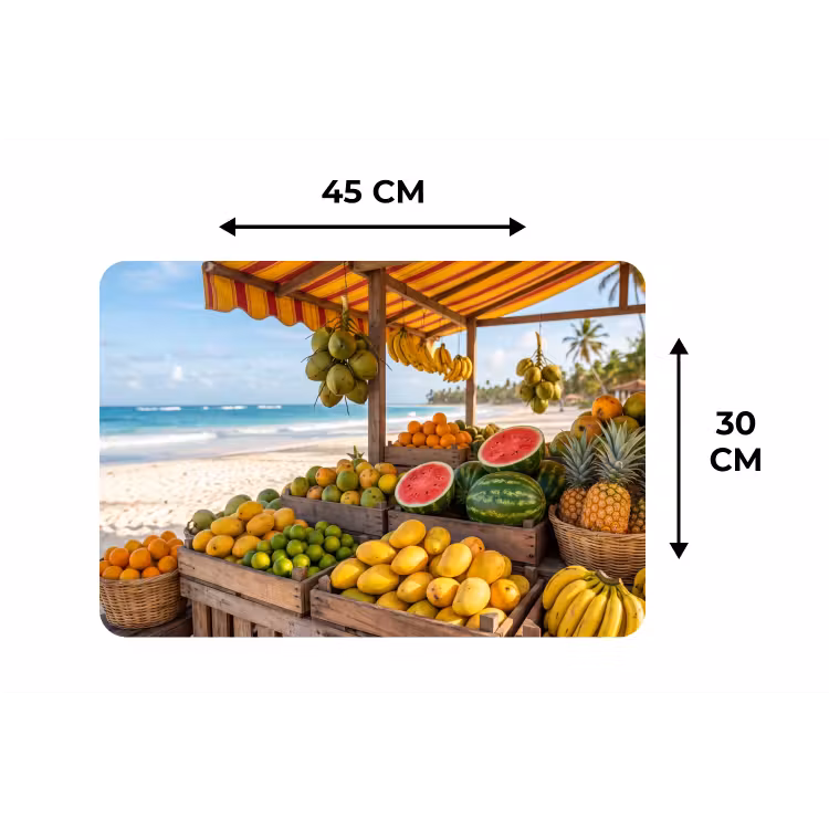 Placemat - 6 pieces - Fruit - Beach - Tropical - Fruit - Strand - Tropisch Placemat vinyl groot