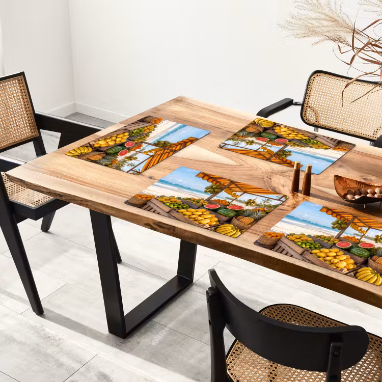 Placemat - 6 pieces - Fruit - Beach - Tropical - Fruit - Strand - Tropisch Placemat vinyl groot