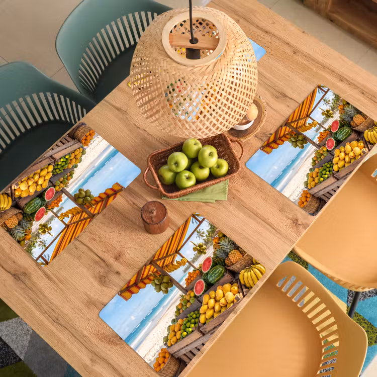Placemat - 6 pieces - Fruit - Beach - Tropical - Fruit - Strand - Tropisch Placemat vinyl groot