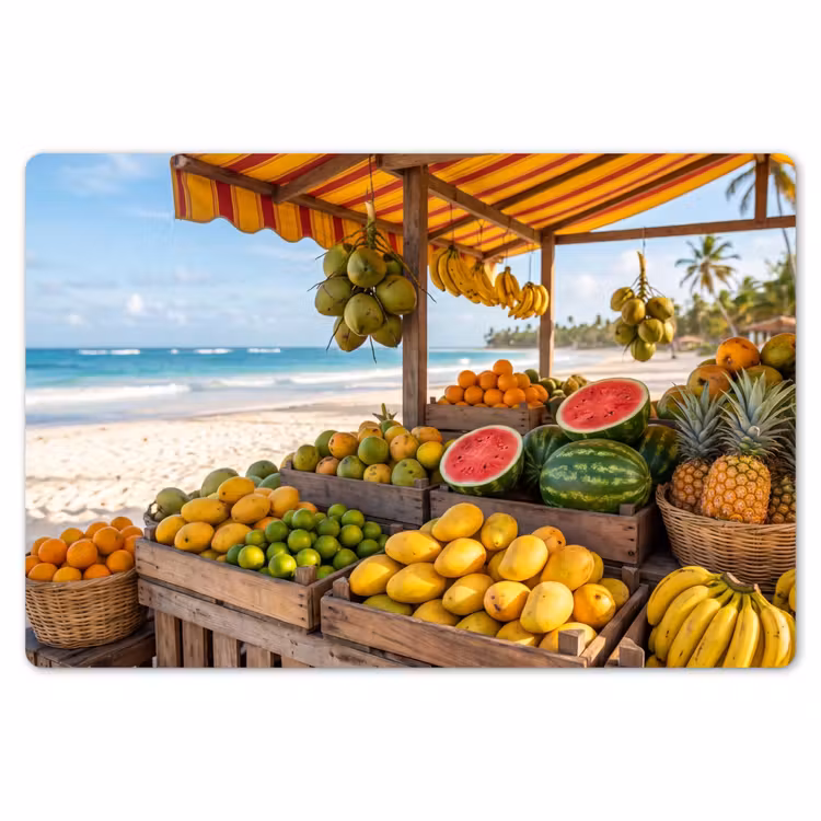Placemat - 6 pieces - Fruit - Beach - Tropical - Fruit - Strand - Tropisch Placemat vinyl groot