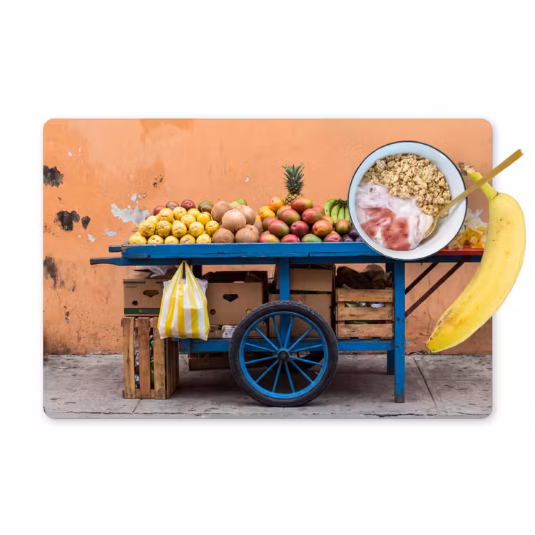 Placemat - 6 pieces - Fruit - Cart - Street - Fruit - Kar - Straat Placemat vinyl groot
