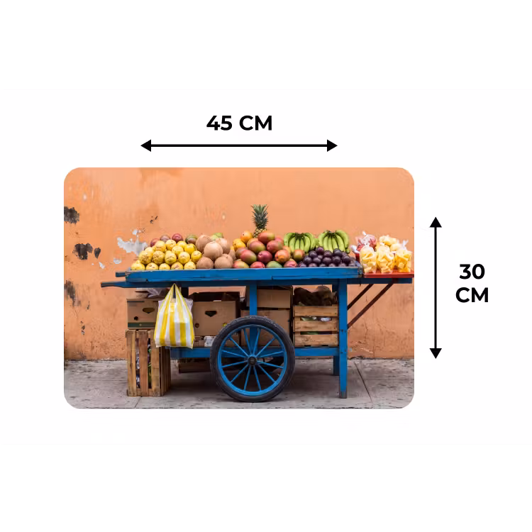 Placemat - 6 pieces - Fruit - Cart - Street - Fruit - Kar - Straat Placemat vinyl groot