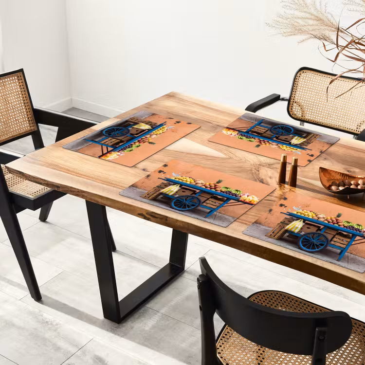 Placemat - 6 pieces - Fruit - Cart - Street - Fruit - Kar - Straat Placemat vinyl groot