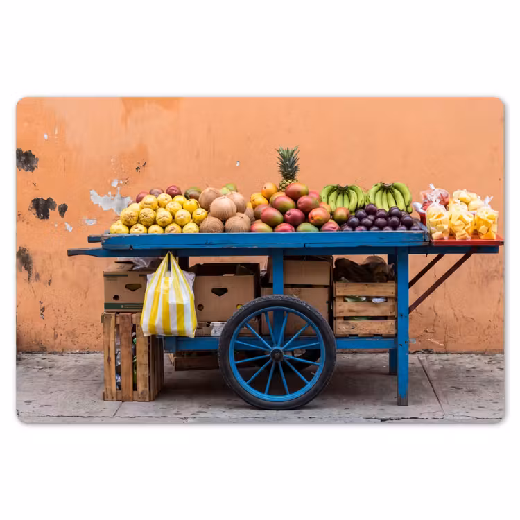 Placemat - 6 pieces - Fruit - Cart - Street - Fruit - Kar - Straat Placemat vinyl groot