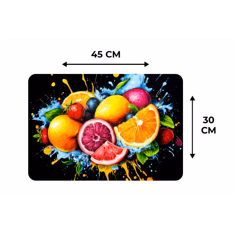 Fruit - Graffiti - Kleurrijk - Sinaasappel - Aardbei - Abstract Placemat vinyl groot -specs