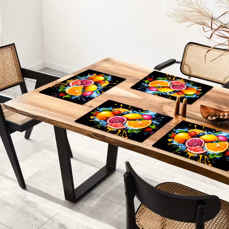Fruit - Graffiti - Kleurrijk - Sinaasappel - Aardbei - Abstract Placemat vinyl groot -zzsfeer4_Kitchenyeah-website