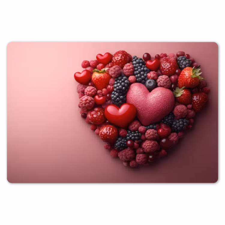 Fruit - Hartjes - Aardbeien - Frambozen - Bosbessen Placemat vinyl groot -zzsfeer1_Kitchenyeah-website