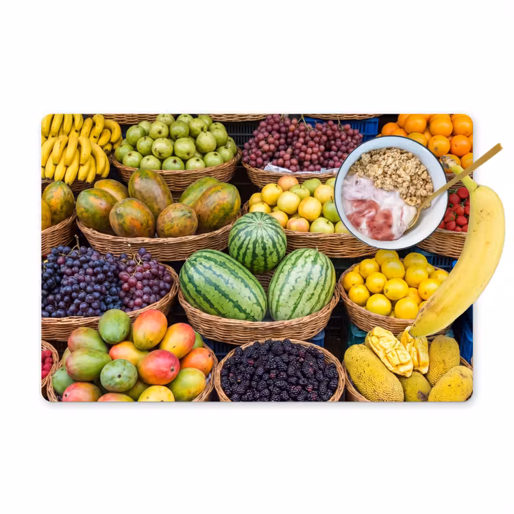 Placemat - 6 pieces - Fruit - Market - Colorful - Fruit - Markt - Kleurrijk Placemat vinyl groot