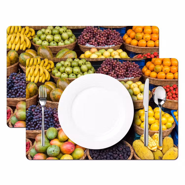 Placemat - 6 pieces - Fruit - Market - Colorful - Fruit - Markt - Kleurrijk Placemat vinyl groot