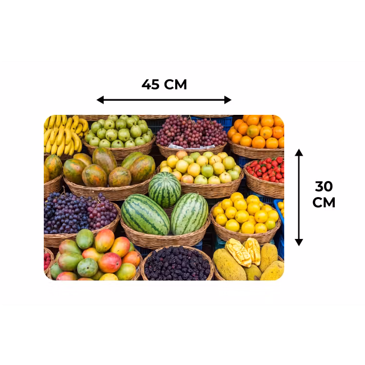Placemat - 6 pieces - Fruit - Market - Colorful - Fruit - Markt - Kleurrijk Placemat vinyl groot