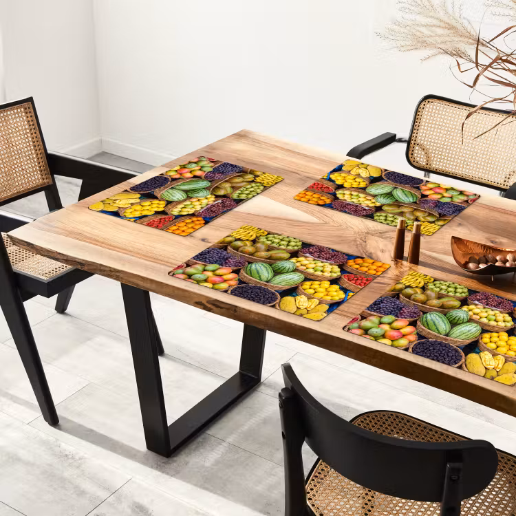 Placemat - 6 pieces - Fruit - Market - Colorful - Fruit - Markt - Kleurrijk Placemat vinyl groot