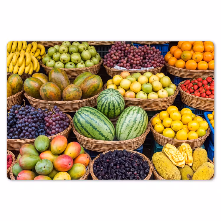 Placemat - 6 pieces - Fruit - Market - Colorful - Fruit - Markt - Kleurrijk Placemat vinyl groot