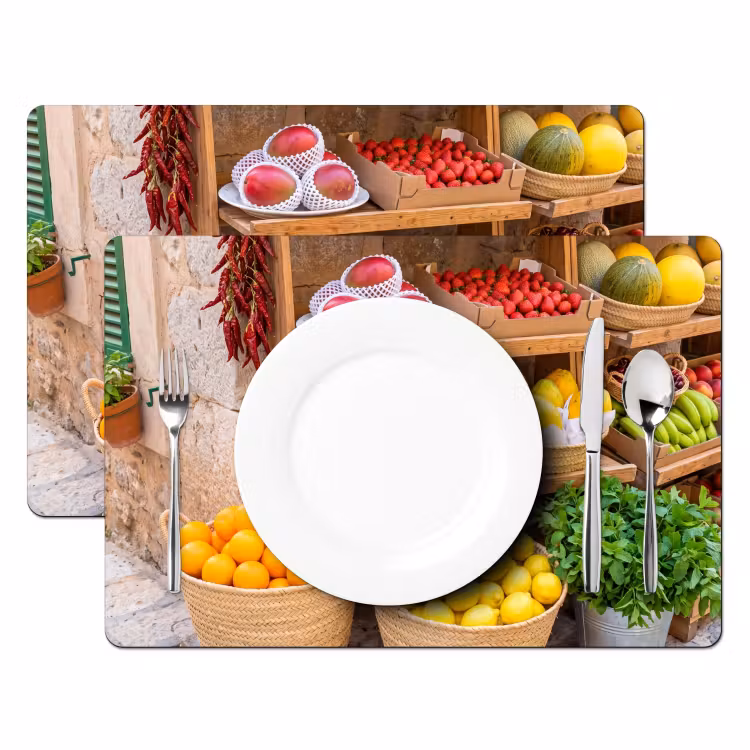 Placemat - 6 pieces - Fruit - Market - Fresh - Fruit - Markt - Vers Placemat vinyl groot