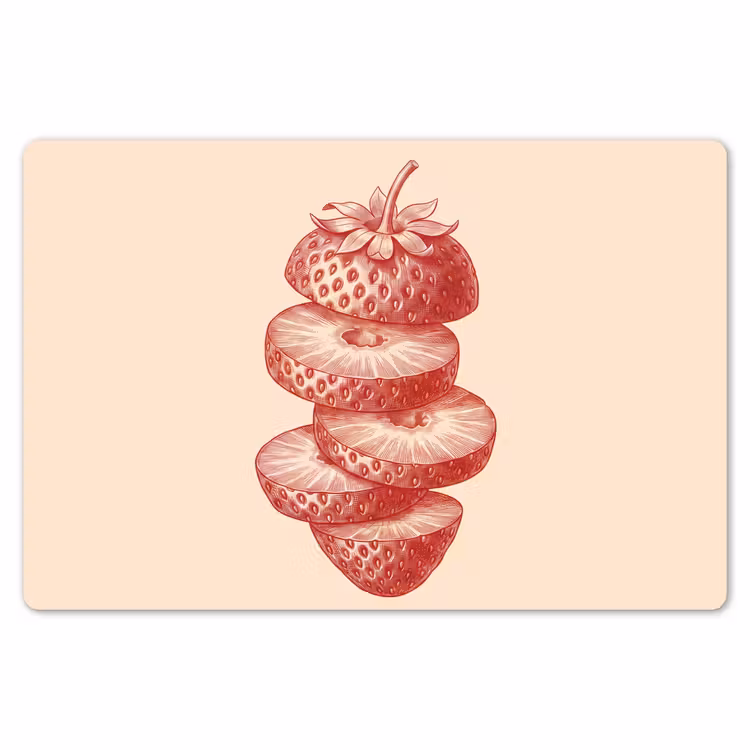 Fruit - Gesneden - Illustratie - Rood - Vintage Placemat vinyl groot -zzsfeer1_Kitchenyeah-website