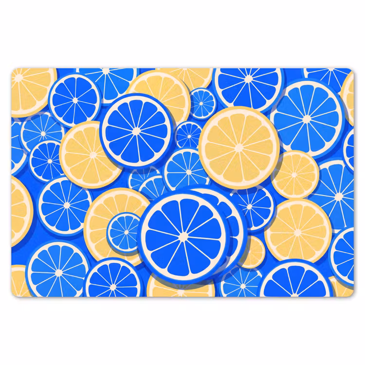 Fruit - Schijven - Patroon - Modern - Blauw - Geel Placemat vinyl groot -zzsfeer1_Kitchenyeah-website
