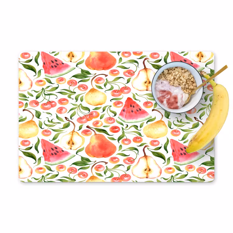 Fruit - Watermeloen - Kersen - Peer Placemat vinyl groot 368 -zzzproduct_Kitchenyeah-website