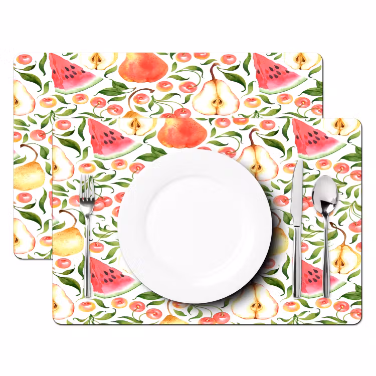 Fruit - Watermeloen - Kersen - Peer Placemat vinyl groot 368 -zzsfeer2_Kitchenyeah-website