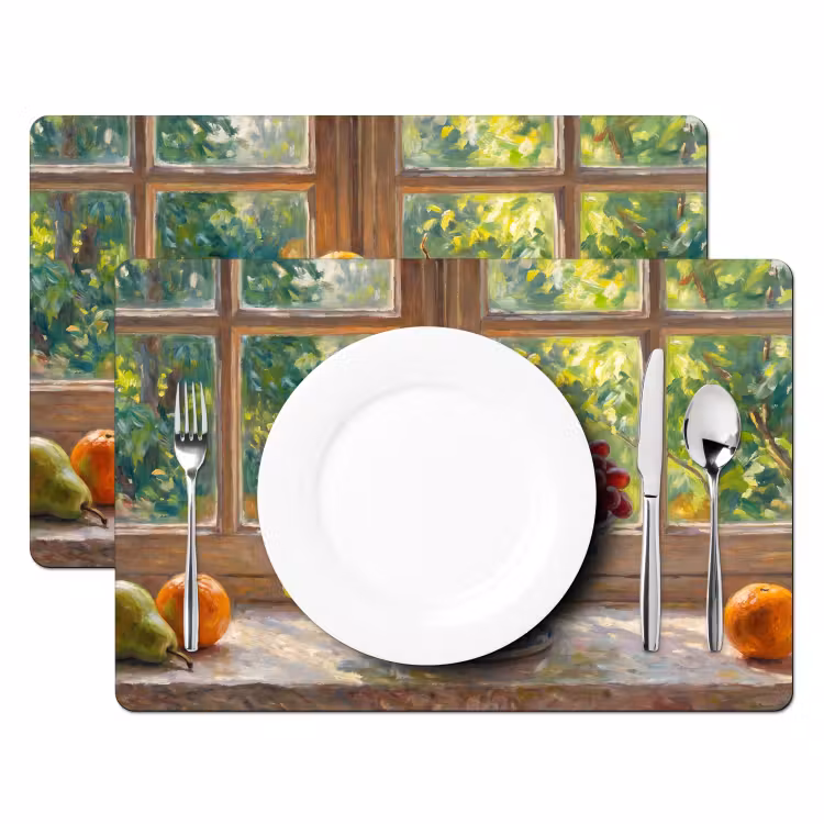 Placemat - 6 pieces - Fruit - Windowsill - Nature - Fruit - Vensterbank - Natuur Placemat vinyl groot