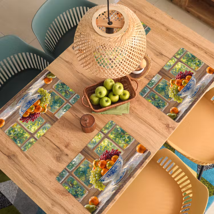 Placemat - 6 pieces - Fruit - Windowsill - Nature - Fruit - Vensterbank - Natuur Placemat vinyl groot