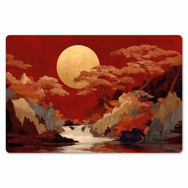 Volle maan - Landschap - Waterval Placemat vinyl groot -zzsfeer1_Kitchenyeah-website