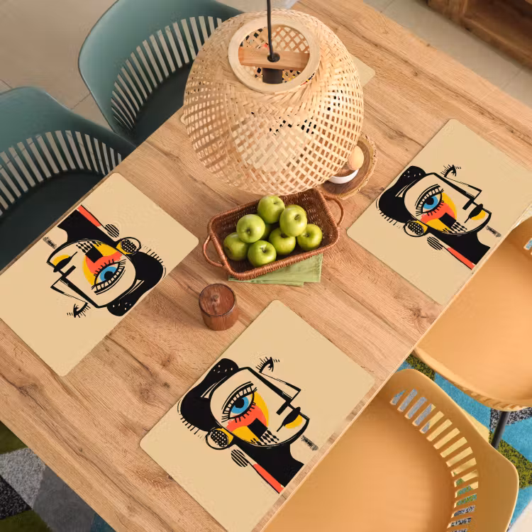 Geometrisch - Felle kleuren - Kubistische stijl Placemat vinyl groot -zzsfeer5_Kitchenyeah-website