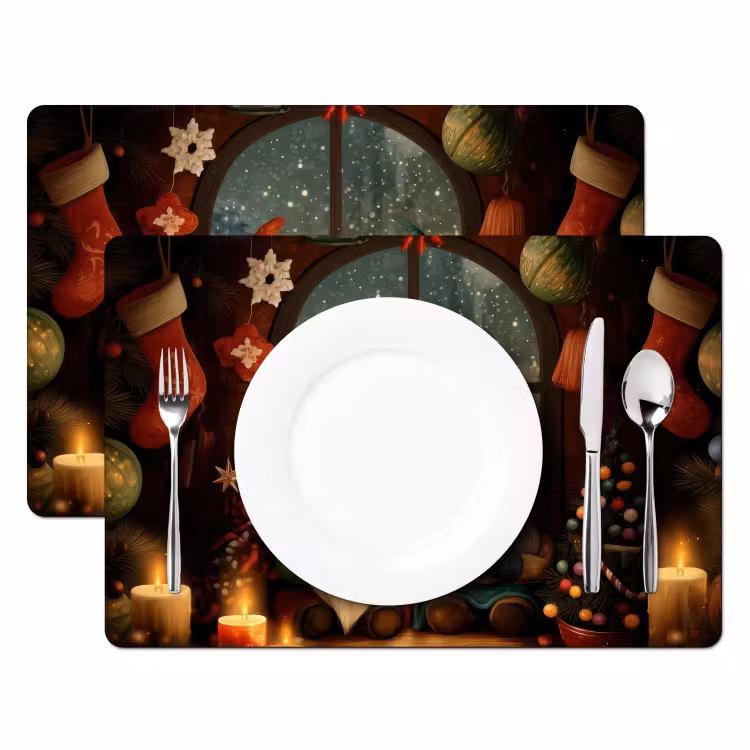 Gnooms - Kerst - Raam - Kleurrijk Placemat vinyl groot -zzsfeer2_Kitchenyeah-website