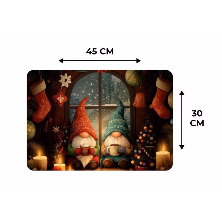 Gnooms - Kerst - Raam - Kleurrijk Placemat vinyl groot -specs
