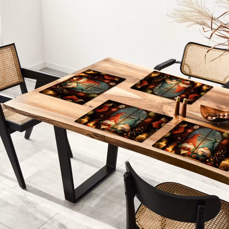 Gnooms - Kerst - Raam - Kleurrijk Placemat vinyl groot -zzsfeer4_Kitchenyeah-website