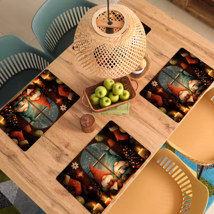 Gnooms - Kerst - Raam - Kleurrijk Placemat vinyl groot -zzsfeer5_Kitchenyeah-website