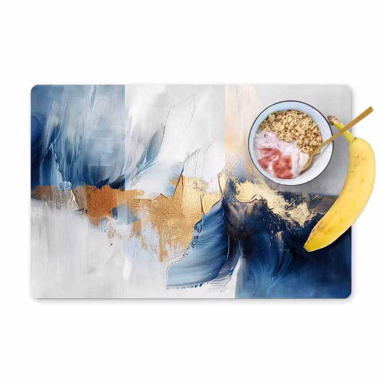 Goud - Blauw - Verf - Kunst - Modern Placemat vinyl groot -zzzproduct_Kitchenyeah-website