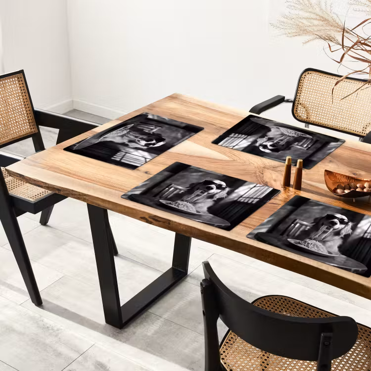 Golden Retriever - Hond - Vrolijk - Bord spaghetti - Zwart - wit Placemat vinyl groot -zzsfeer4_Kitchenyeah-website