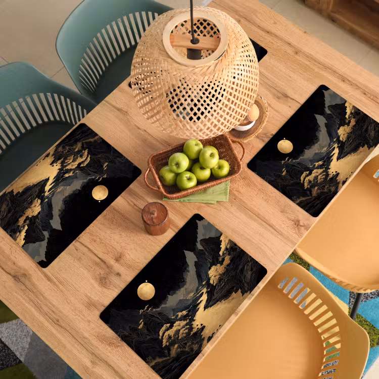 Gouden rivier - Bergen - Maan - Sterrenhemel Placemat vinyl groot -zzsfeer5_Kitchenyeah-website