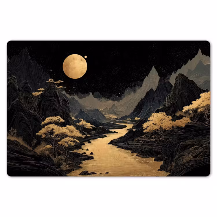 Gouden rivier - Bergen - Maan - Sterrenhemel Placemat vinyl groot -zzsfeer1_Kitchenyeah-website
