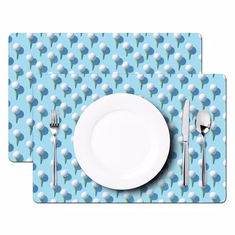 Golf - Ballen - Blauw Placemat vinyl groot 368 -zzsfeer2_Kitchenyeah-website
