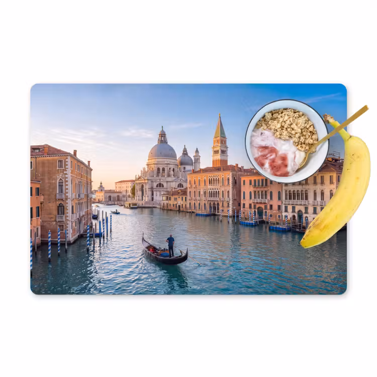 Gondel - Venetië - Kanaal - Stadsgezicht - Avondlicht Placemat vinyl groot -zzzproduct_Kitchenyeah-website