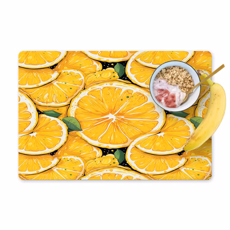 Grafisch - Citroenschijven - Blaadjes Placemat vinyl groot 368 -zzzproduct_Kitchenyeah-website