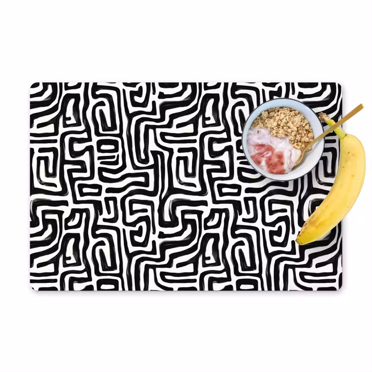Grafisch - Lijnen - Zwart - Wit Placemat vinyl groot 368 -zzzproduct_Kitchenyeah-website